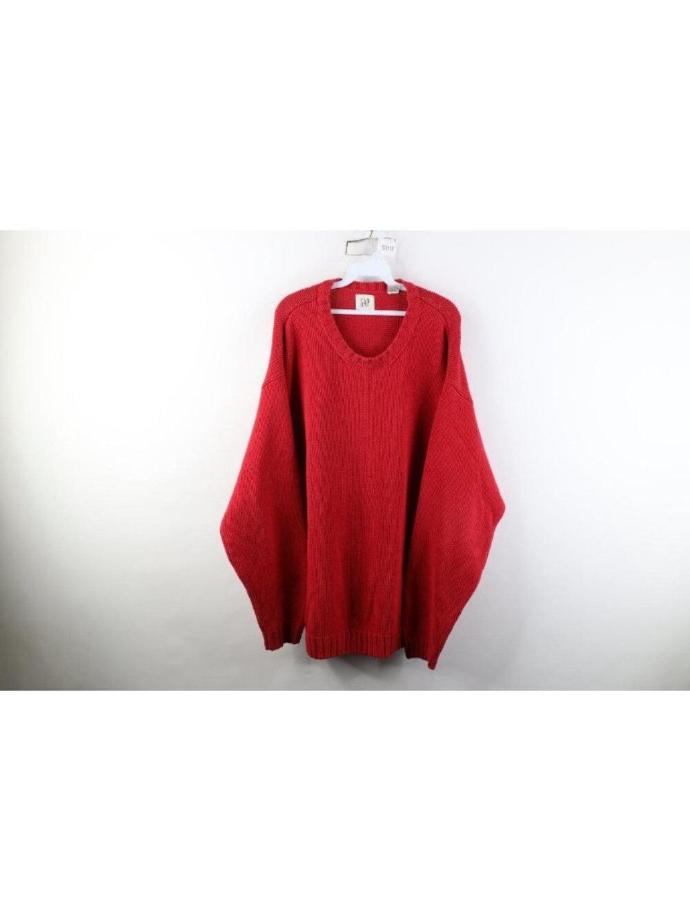 Vintage 90s Gap Mens XL Faded Blank Heavyweight Cotton Knit Crewneck Sweater Red